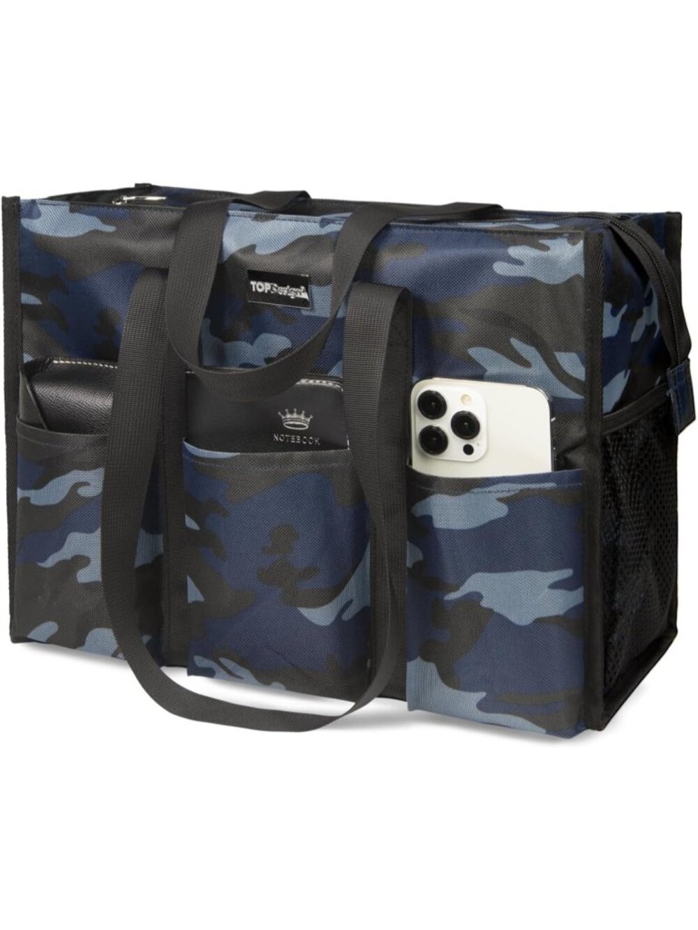 Women's 01-Blue Polyester Utility Water Resistant Tote Bag with 13 Pockets